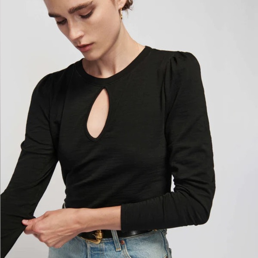 Nation LTD Dania Tee with Keyhole - Black - Size M